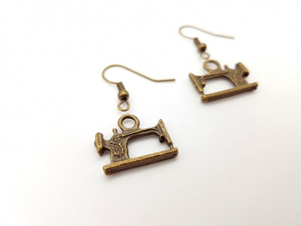 Nähmaschinen Ohrringe bronzefarben Vintage